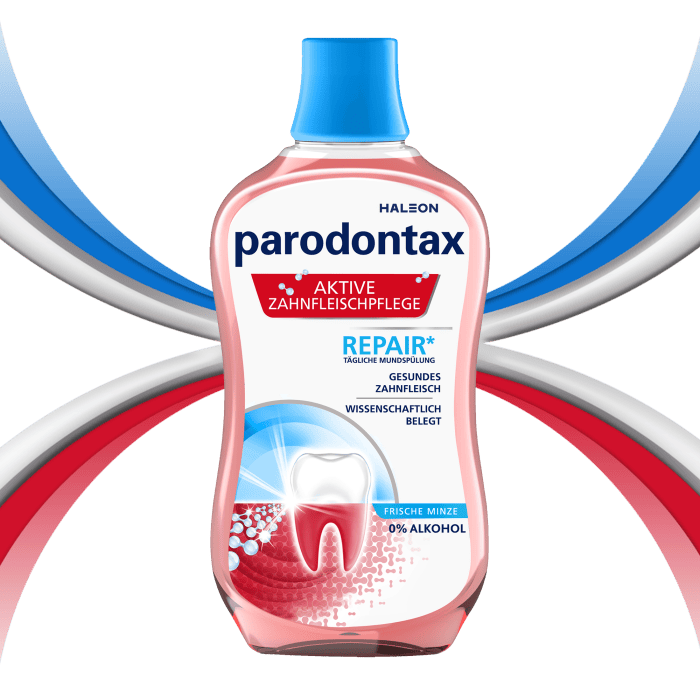 parodontax Aktive Zahnfleischpflege REPAIR**
Tägliche Mundspülung
